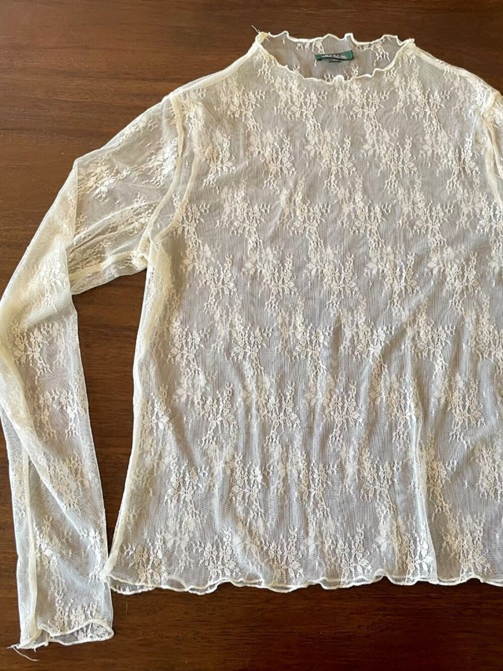 Wild Fable Sheer Lace Cream Long-Sleeve Layering Top – Size XL